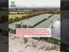 Construcción prefabricada de granjas de acero Broiler abierto de pollo avicultura Polleras totalmente automatizadas Equipo de cría de pollos Granero de vacas