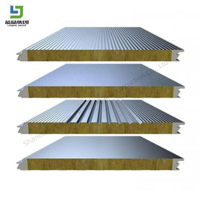 Buon prezzo pannello sandwich in metallo di lana di roccia per la struttura di pareti e tetti in acciaio in linea